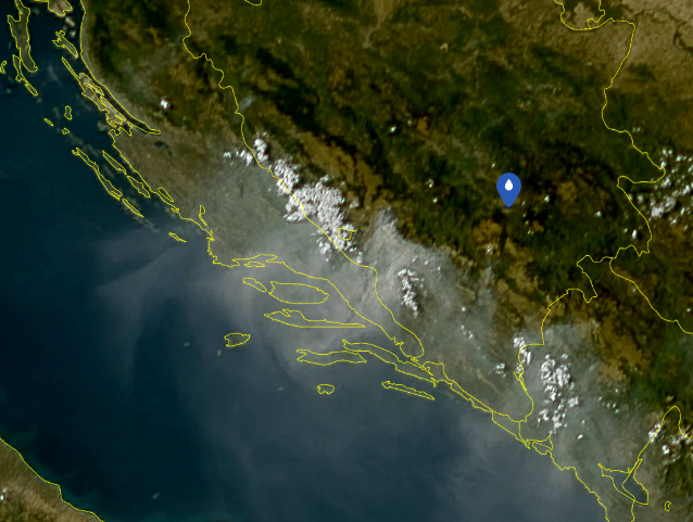 Snimak dima iznad Dalmacije (Foto: Sat24.com)