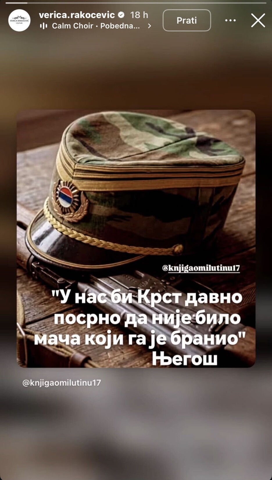 Citat koji je podijelila Verica Rakočević (Screenshot/Instagram)