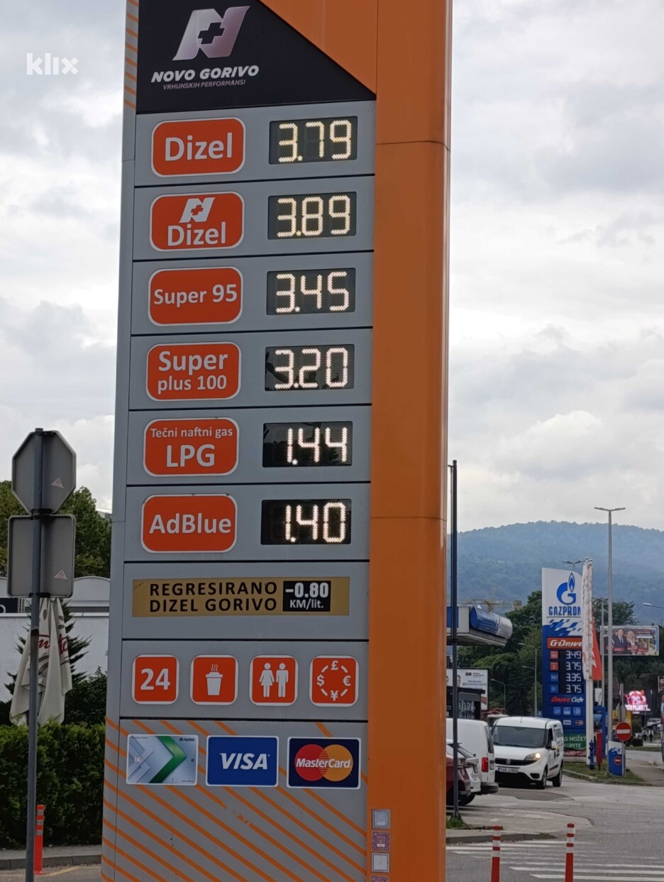 Cijena goriva u Banjoj Luci na jednoj od benzinskih pumpi na dan 21. septembar 2026. (Foto: I. N./Klix.ba)