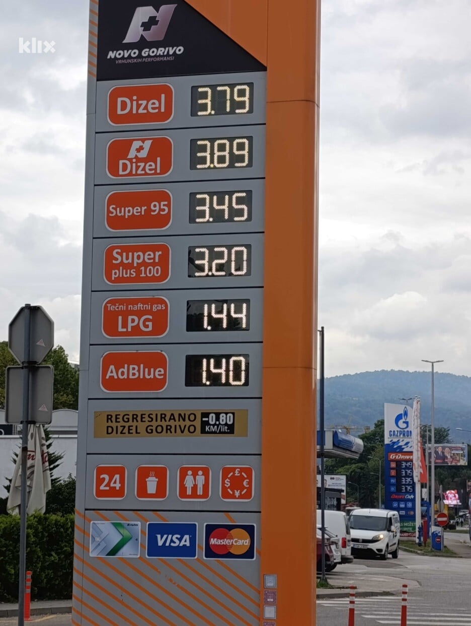 Cijena goriva u Banjoj Luci na jednoj od benzinskih pumpi na dan 21. septembar 2026. (Foto: I. N./Klix.ba)