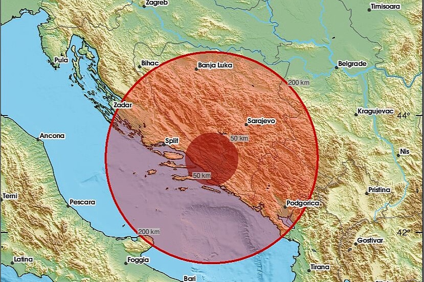 Zemljotres večeras pogodio Hercegovinu, epicentar nedaleko od Ljubuškog