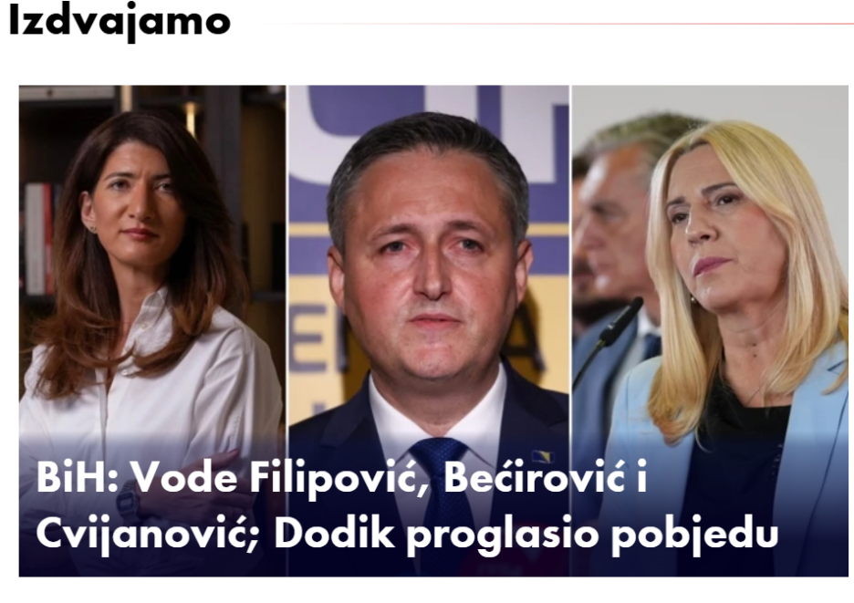 HTV o rezultatima izbora u BiH