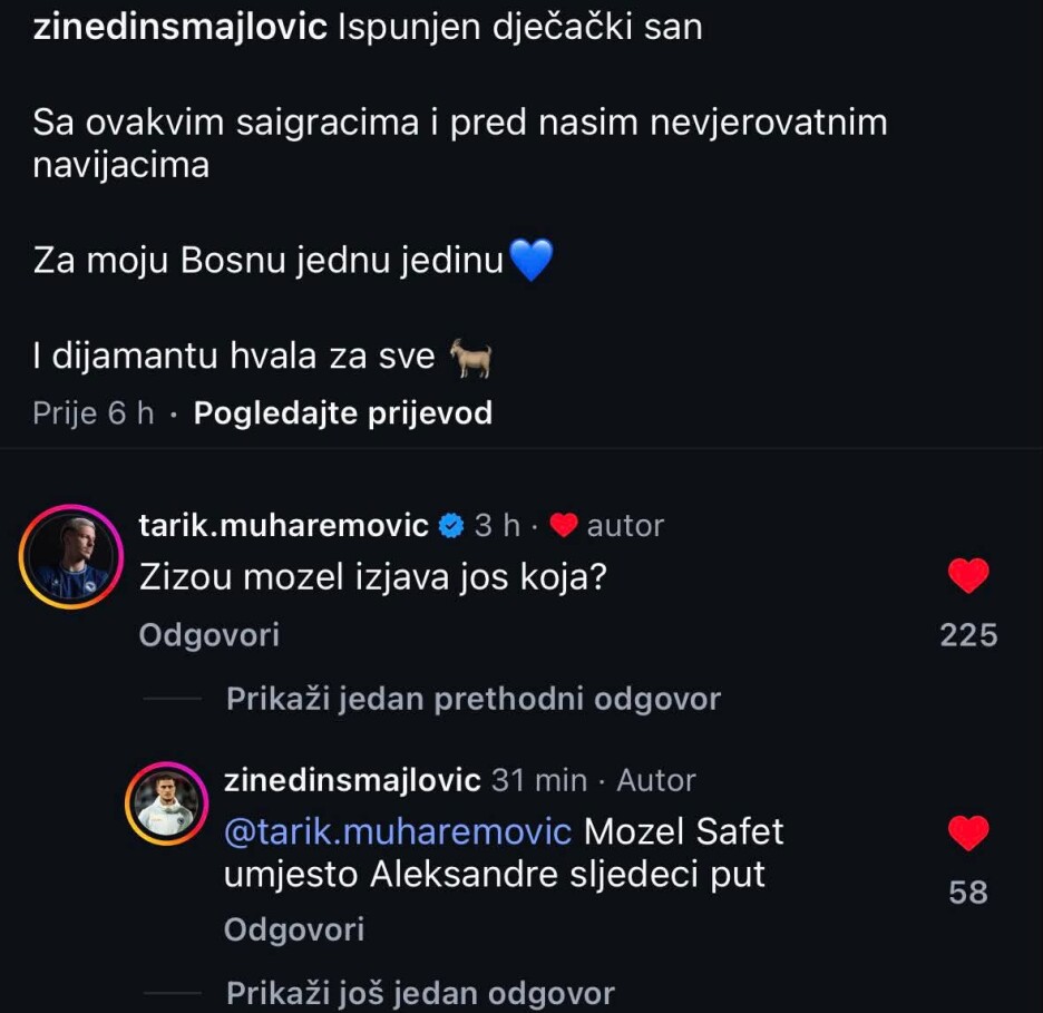 Komentari Muharemovića i Smajlovića na društvenim mrežama (Foto: Screenshot)