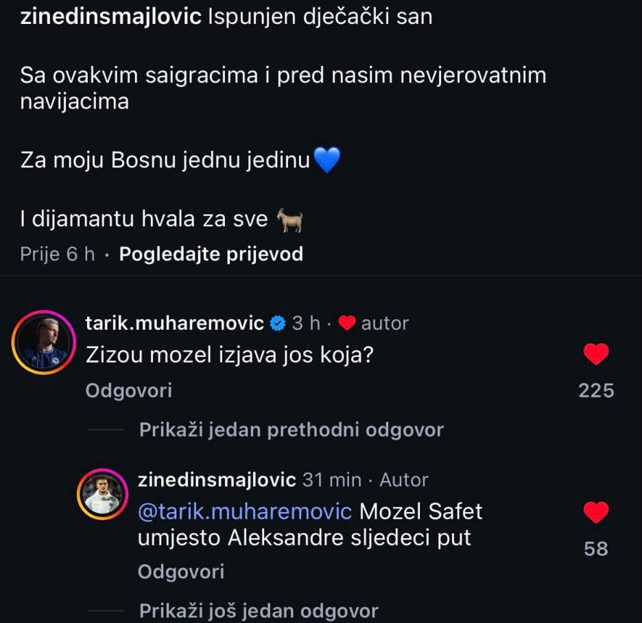 Komentari Muharemovića i Smajlovića na društvenim mrežama (Foto: Screenshot)