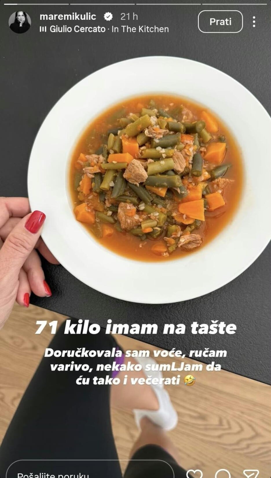 Mikulić podijelila fotografiju svog doručka s pratiteljima (Screenshot: Instagram)
