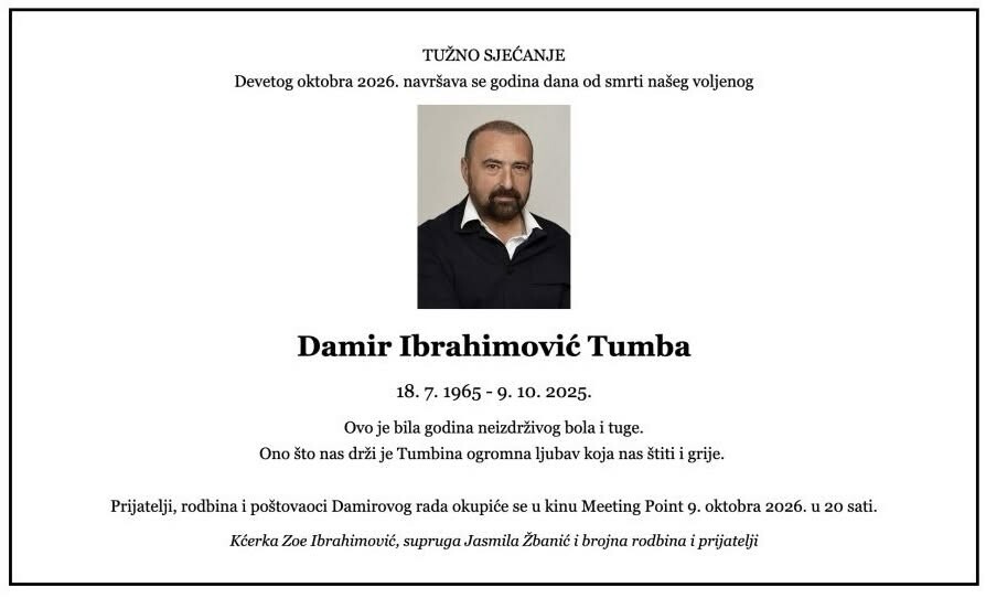 Čitulja u spomen na Damira Ibrahimovića