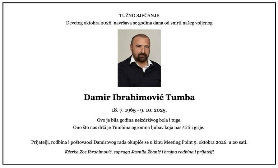 Čitulja u spomen na Damira Ibrahimovića