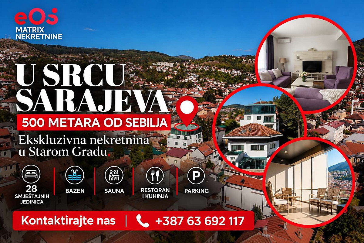 Sarajevo: U Starom Gradu na prodaju nekretnina s 28 smještajnih jedinica, bazenom i saunom