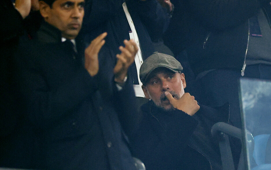 Pep Guardiola gleda utakmicu City - PSG (Foto: Reuters)
