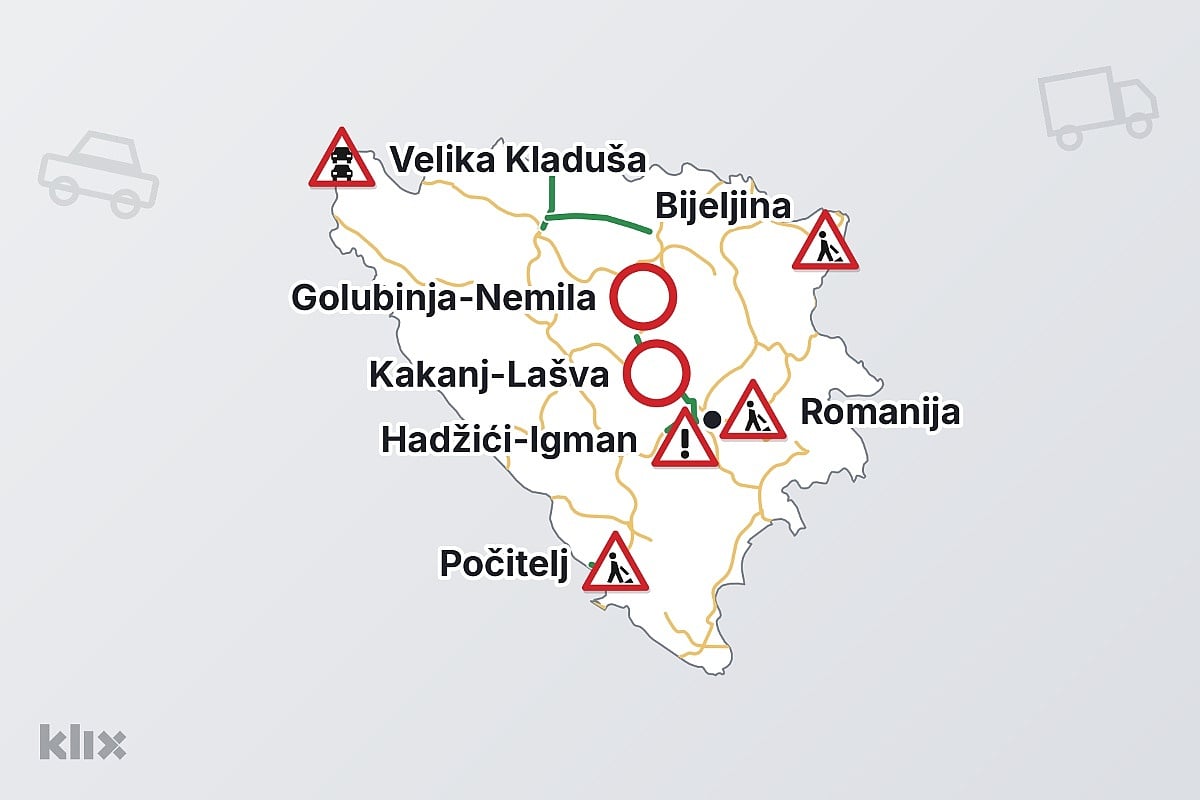 Kolona na izlazu iz BiH kod Velike Kladuše, obustave na cestama