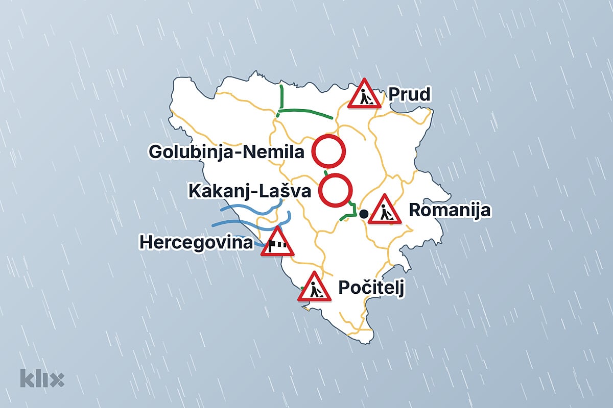 Stanje na putevima: Od danas radovi u Prudu na cesti Odžak - Šamac, na jugozapadu mjestimično jak vjetar