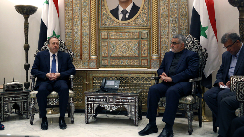 Alaeddin Boroujerdi, predsjednik iranskog parlamenta u posjeti sirijskim zvaničnicima (Foto: EPA)