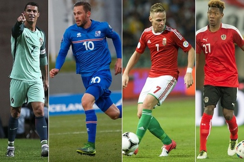 Ronaldo (Portugal), Sigurdsson (Island), Dzsudzsák (Mađarska), Alaba (Austrija) (Foto: EPA)