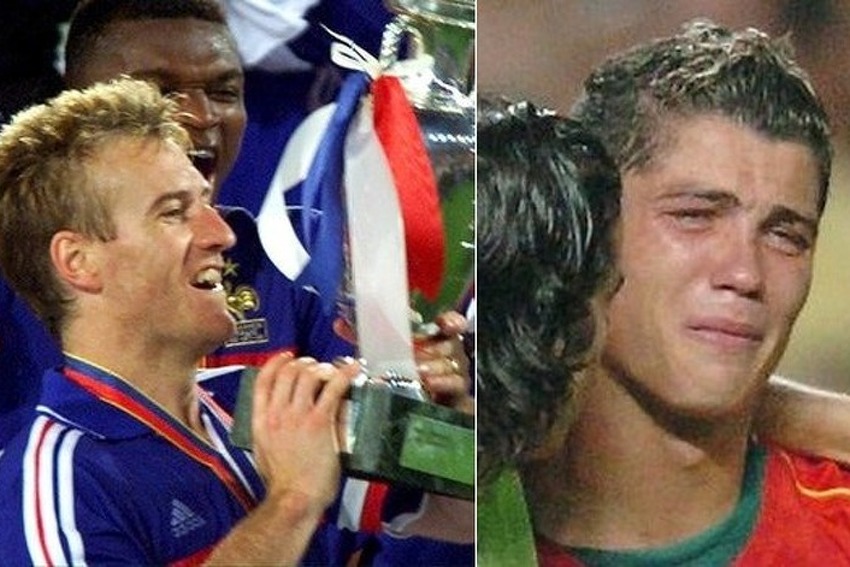 Deschamps kao kapiten podiže pehar na Euru 2000, Ronaldo plače nakon finala Eura '04 (Foto: EPA)