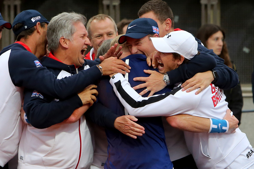 Slavlje Davis Cup tima Velike Britanije nakon trijumfa u Srbiji (Foto: EPA)