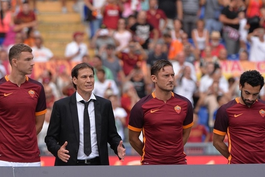 Edin Džeko, Rudi Garcia, Francesco Totti i Mohamed Salah (Foto: EPA)