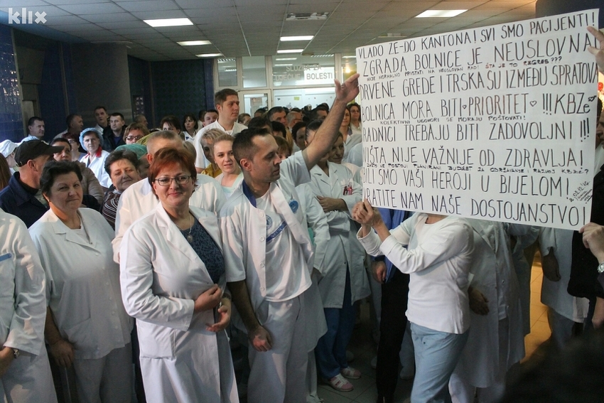Sa štrajka u zeničkoj bolnici (Foto: Elmedin Mehić/Klix.ba) (Foto: E. M./Klix.ba)
