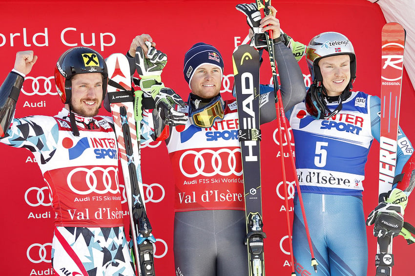 Kristoffersen, Pinturault i hirscher (Foto: EPA)