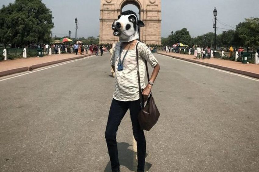 Indijka pod maskom krave (Foto: Sujatro Ghosh)
