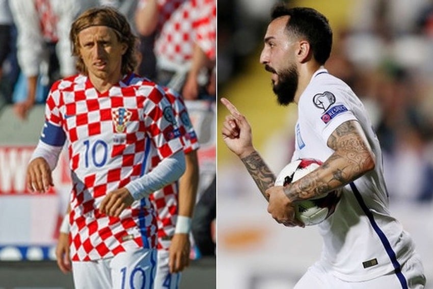 Luka Modrić (lijevo) i Kostas Mitroglou (Foto: EPA-EFE)