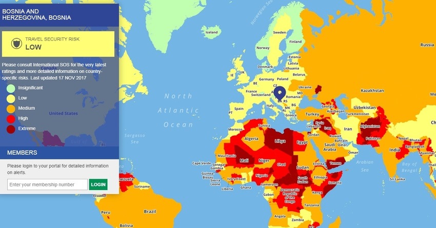 Mapa Rizika Mapa rizičnih putovanja: Opća sigurnost u BiH dobra, ali putevi najgori ...