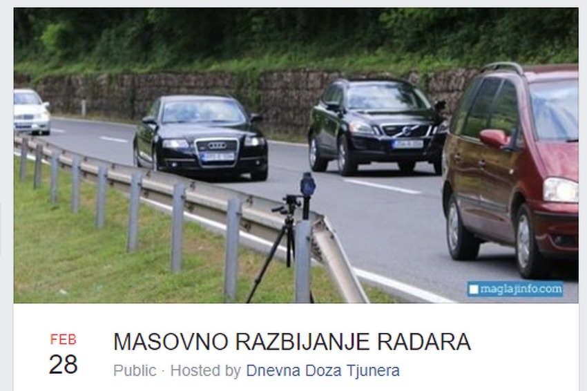 Događaj "Masovno razbijanje radara" osvojio korisnike Facebooka u BiH