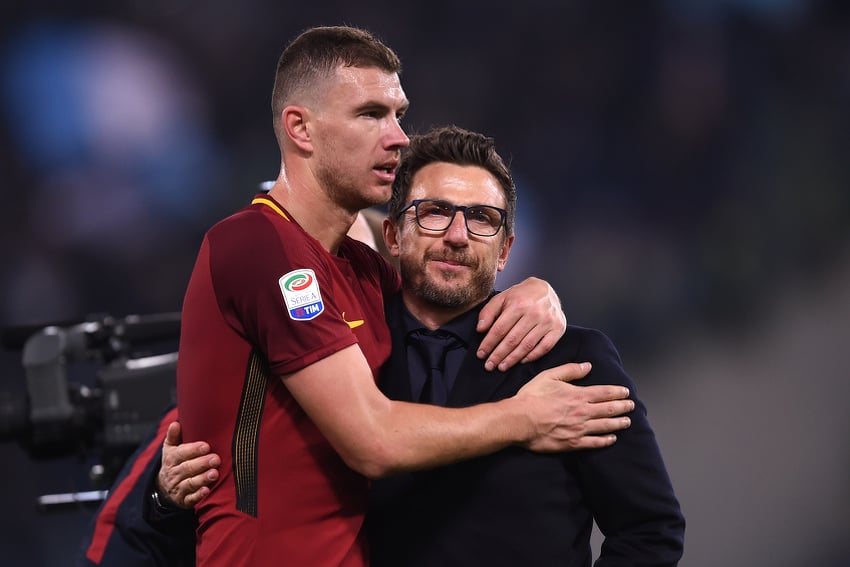 Edin Džeko i Eusebio Di Francesco (Foto: AFP)