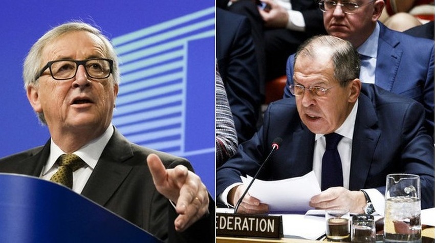 Jean Claude Juncker i Sergej Lavrov (Foto: EPA)