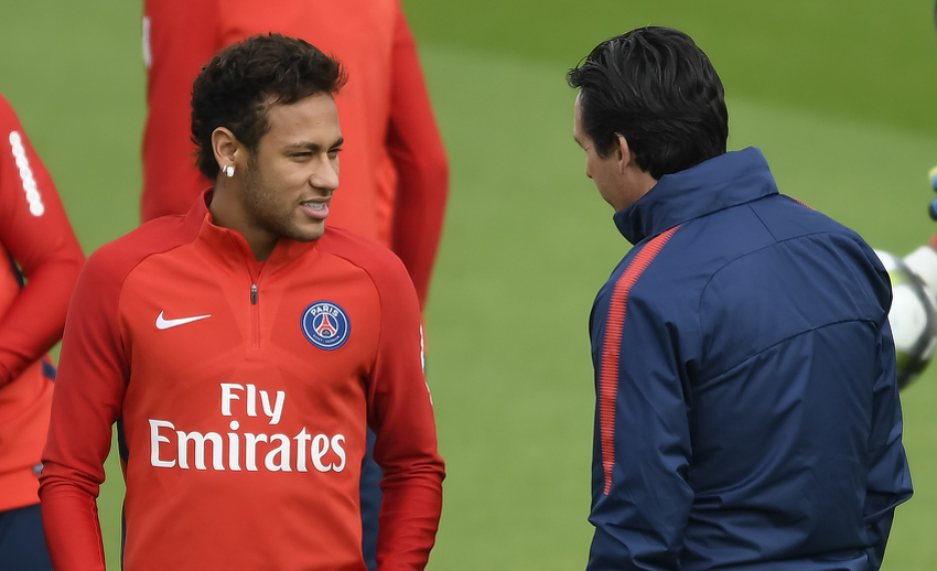 Neymar i Emery na treningu PSG-a (Foto: AFP)