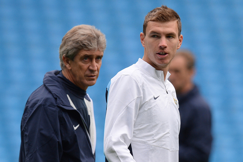 Pellegrini i Džeko iz vremena kada su sarađivali u Manchester Cityju (Foto: AFP)