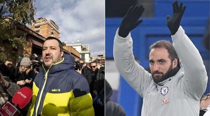 Matteo Salvini i Gonzalo Higuain (Foto: EPA-EFE)