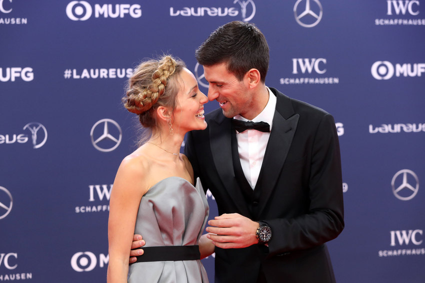Novak i Jelena Đoković prije svečane dodjele nagrade (Foto: AFP)