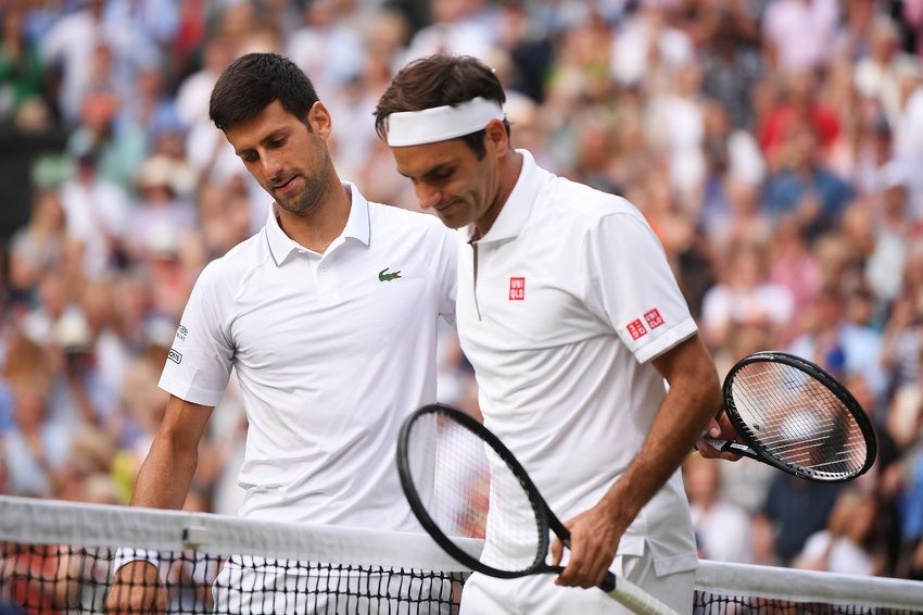 Novak Đoković i Roger Federer nakon finala Wimbledona