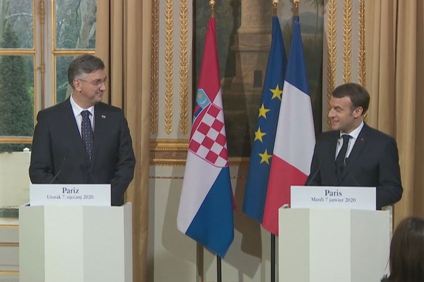 Plenković i Macron (Foto: HRT)