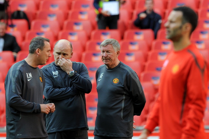 Rene Meulensteen, Mick Phelan i Alex Ferguson (Foto: EPA-EFE)