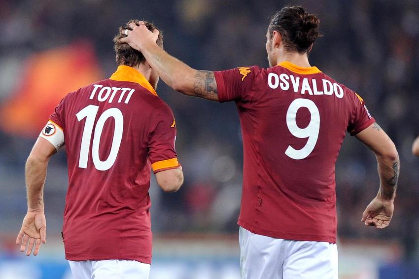 Francesco Totti i Dani Osvaldo u dresu Rome (Foto: EPA-EFE)