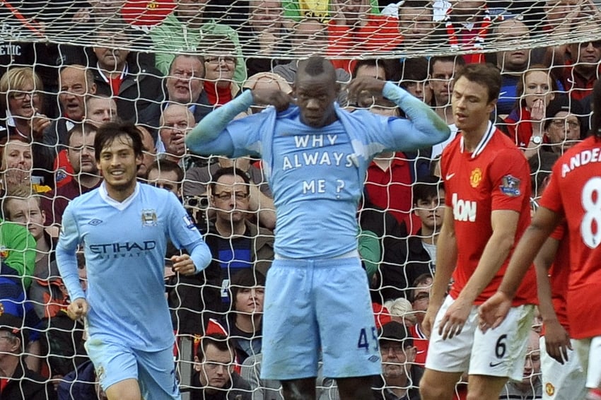 Mario Balotelli postiže pogodak protiv Manchester Uniteda (Foto: EPA-EFE)