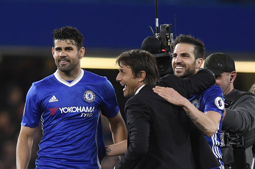 Diego Costa, Antonio Conte i Cesc Fabregas (Foto: EPA-EFE)