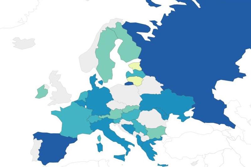Mapa Evrope (tamnije - strožije)