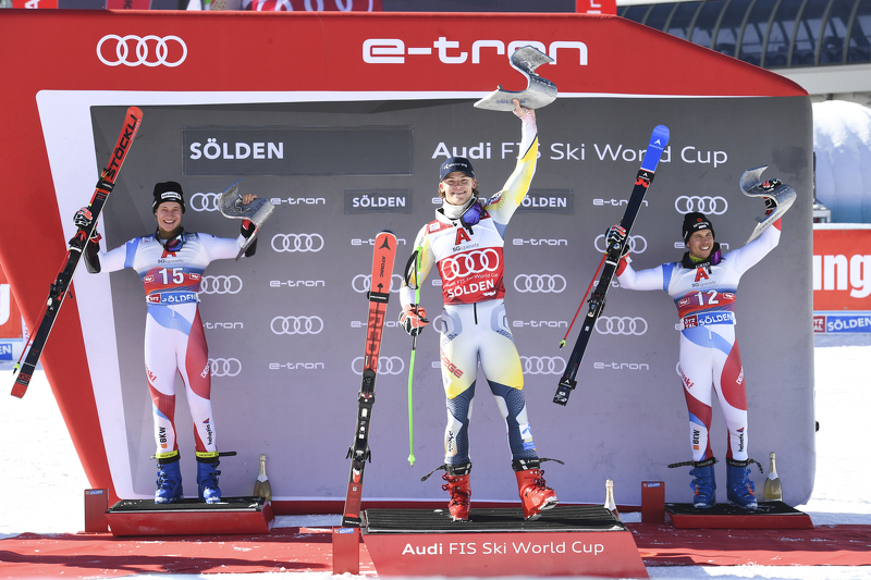 Lucas Braathen, Marco Odermatt i Gino Caviezel (Foto: EPA-EFE)