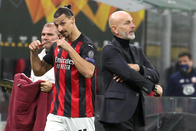 Zlatan Ibrahimović i Stefano Pioli (Foto: EPA-EFE)