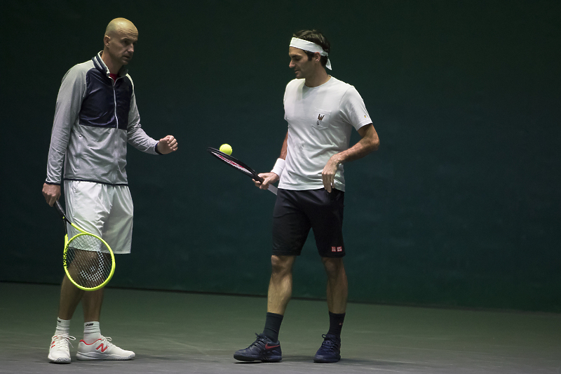 Ivan Ljubičić i Roger Federer na treningu (Foto: EPA-EFE)