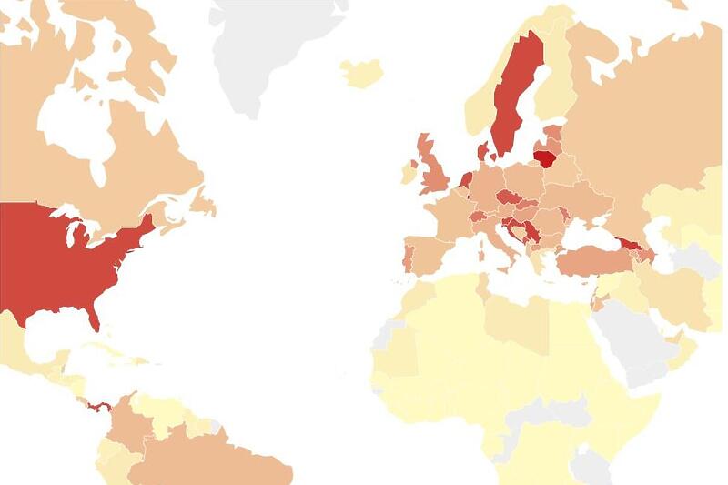 Mapa koronavirusa u svijetu, Izvor: Frankfurter Allgemeine Zeitung