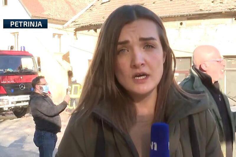 Ana Mlinarić sa terena u Petrinji izvještava o zemljotresu, Screenshot: YouTube