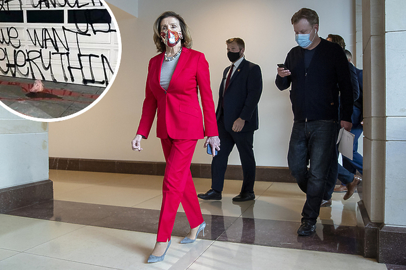 Vandali ispred kuće Nancy Pelosi ostavili svinjsku glavu i lažnu krv (Foto: EPA-EFE)