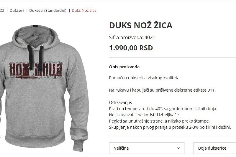Zabranjena prodaja dukserica sa skandaloznim natpisom "Nož, žica", prodavač se izvinio - Klix.ba