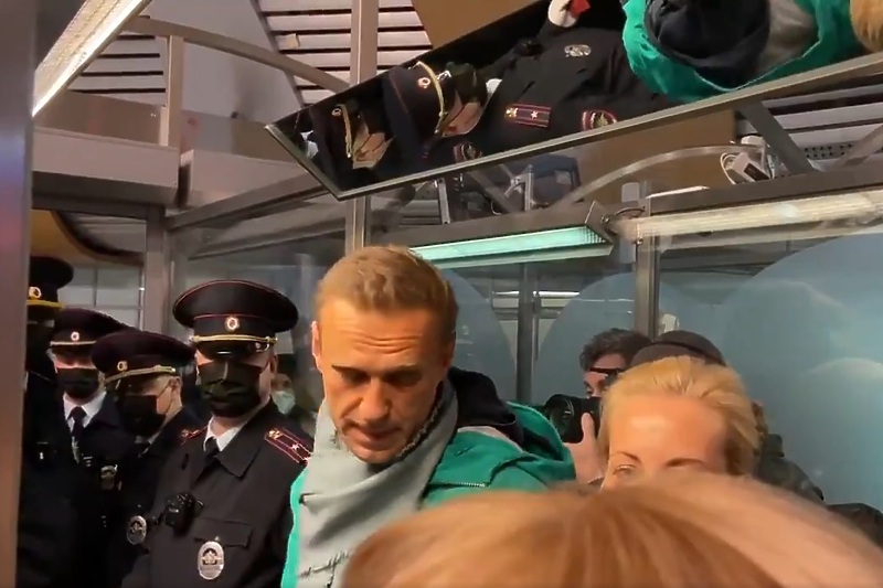 Navalni uhapšen na aerodromu u Moskvi (Foto: Screenshot)