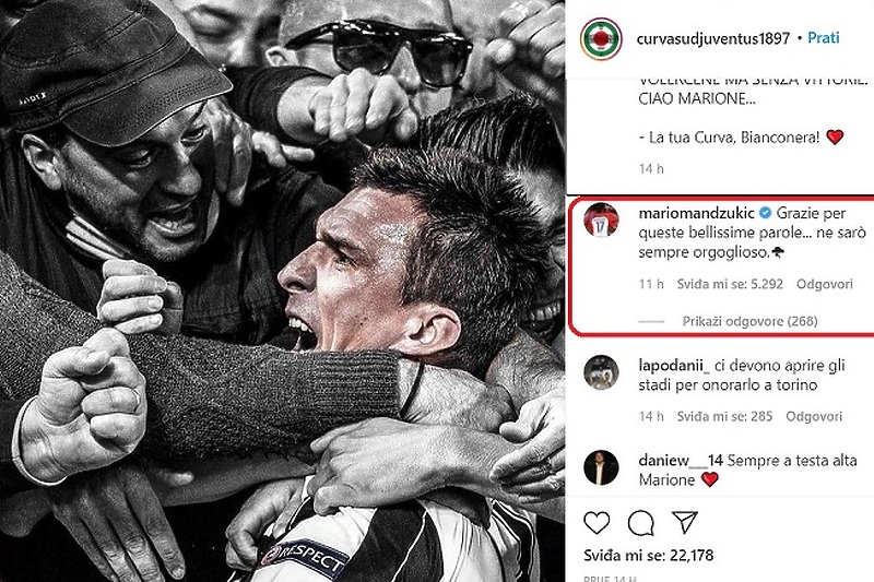 Mandžukić je bio jedan od najvećih ljubimaca navijača Juventusa (Foto:Screenshot)