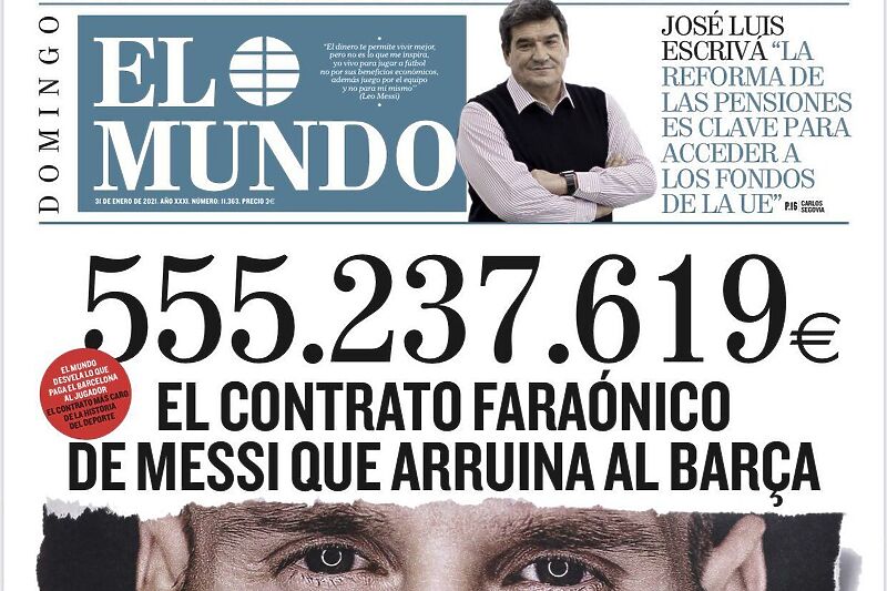 Messi je za četverogodišnji ugovor inkasirao vrtoglavih 555.237.619 eura (Foto:El Mundo)