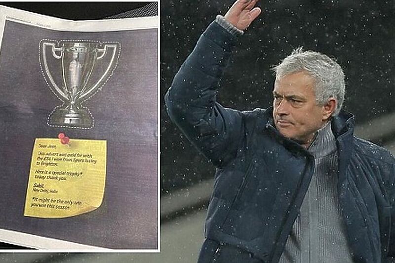 Oglas u novinama na kojem je Indijac poslao poruku Mourinhu (Foto:Twitter)